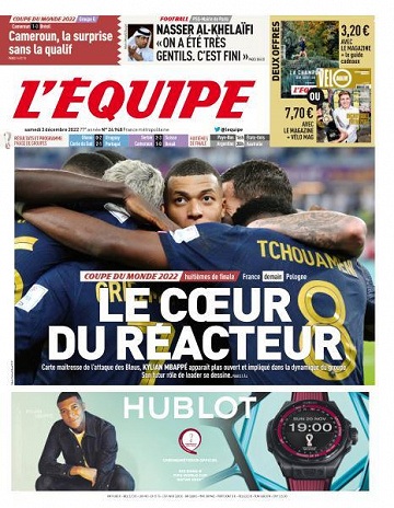 L’equipe du Samedi 3 Décembre 2022