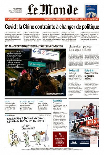Le Monde du Jeudi 8 Décembre 2022