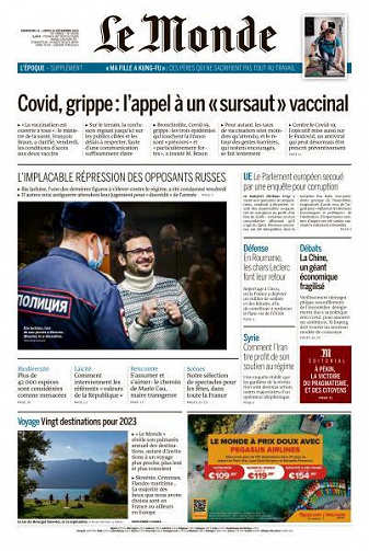 Le Monde du Dimanche 11 et Lundi 12 Décembre 2022