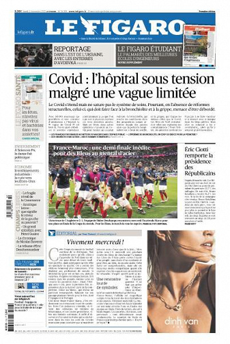 Le Figaro du Lundi 12 Décembre 2022