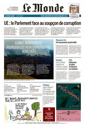 Le Monde du Mardi 13 Décembre 2022