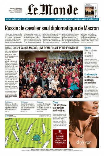Le Monde du Mercredi 14 Décembre 2022