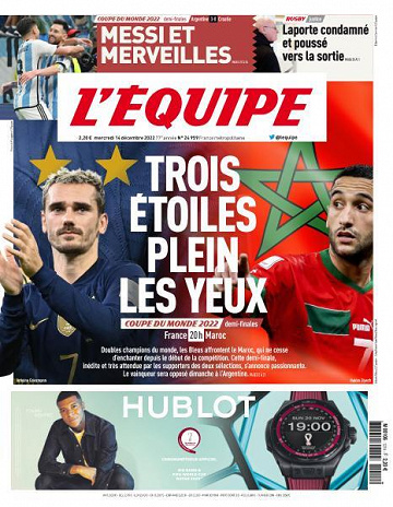 L’equipe du Mercredi 14 Décembre 2022