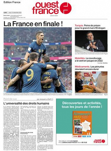 Ouest-France Édition France du Jeudi 15 Décembre 2022