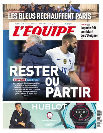 L’equipe du Mardi 20 Décembre 2022