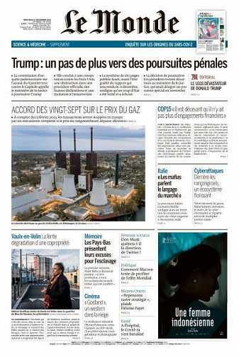 Le Monde du Mercredi 21 Décembre 2022