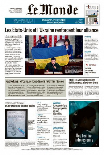 Le Monde du Vendredi 23 Décembre 2022