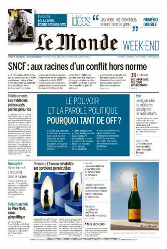 Le Monde du Samedi 24 Décembre 2022