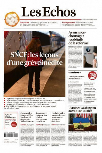 Les Echos du Lundi 26 Décembre 2022