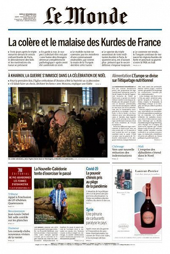 Le Monde du Mardi 27 Décembre 2022