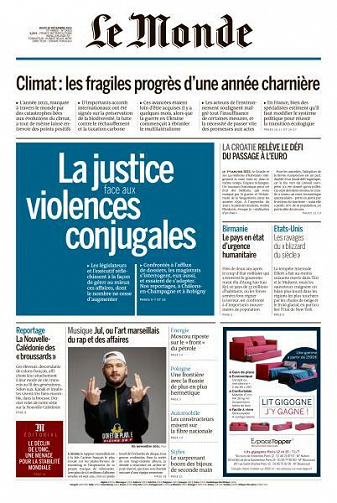 Le Monde du Jeudi 29 Décembre 2022