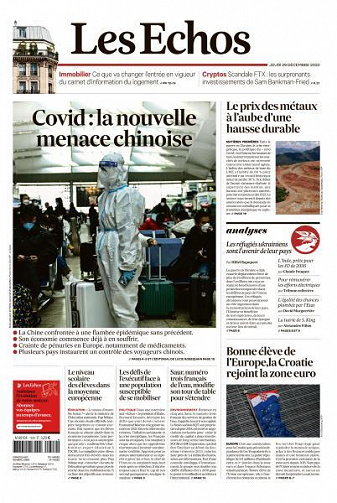 Les Echos du Jeudi 29 Décembre 2022
