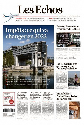 Les Echos du Vendredi 30 et Samedi 31 Décembre 2022