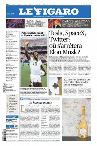 Le Figaro du Samedi 31 Décembre 2022 et Dimanche 1er Janvier 2023