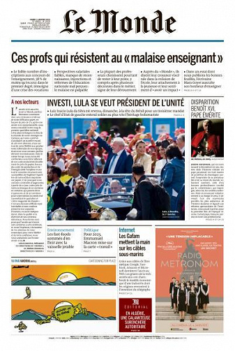 Le Monde du Mardi 3 Janvier 2023