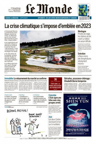 Le Monde du Mercredi 4 Janvier 2023