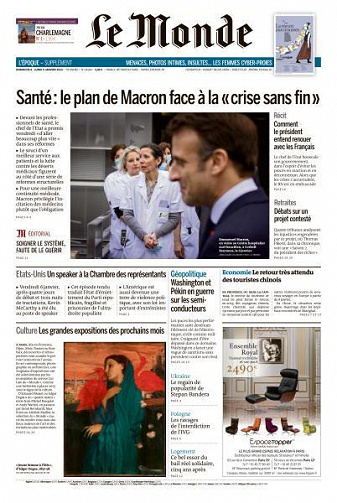 Le Monde du Dimanche 8 et Lundi 9 Janvier 2023