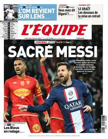 L’equipe du Jeudi 12 Janvier 2023