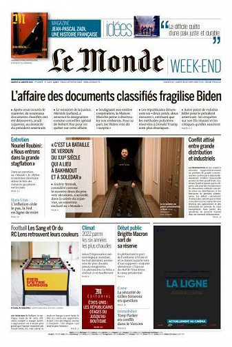 Le Monde du Samedi 14 Janvier 2023