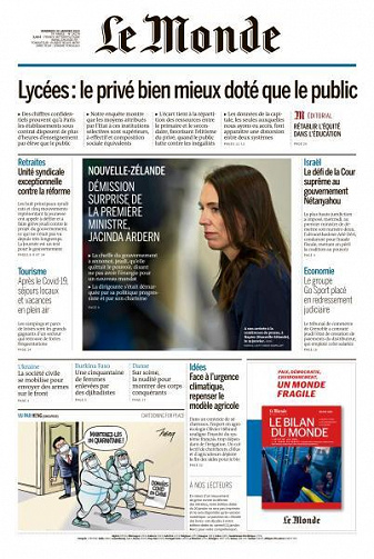 Le Monde du Vendredi 20 Janvier 2023