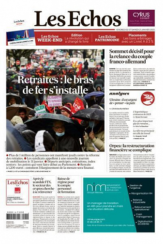 Les Echos du Vendredi 20 et Samedi 21 Janvier 2023