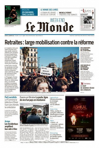 Le Monde du Samedi 21 Janvier 2023