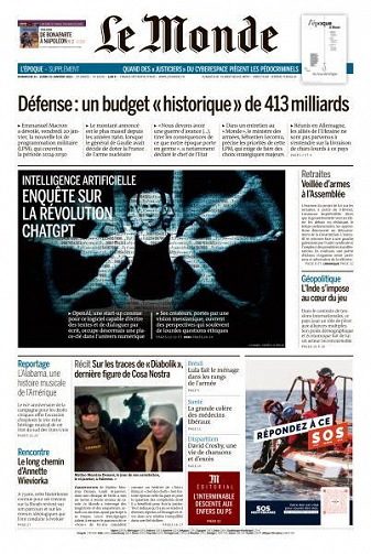 Le Monde du Dimanche 22 et Lundi 23 Janvier 2023