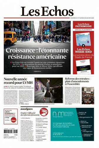 Les Echos du Vendredi 27 et Samedi 28 Janvier 2023