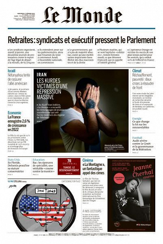 Le Monde du Mercredi 1er Février 2023
