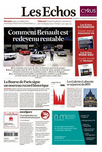 Les Echos du Vendredi 17 et Samedi 18 Février 2023