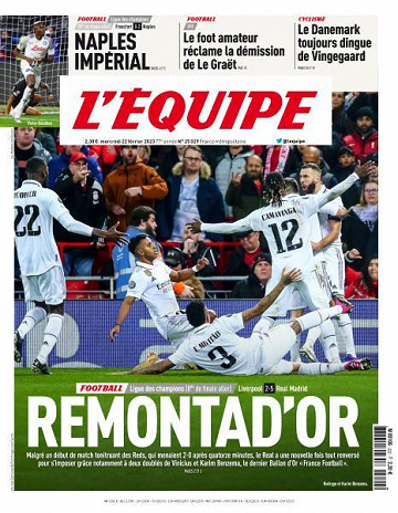 L’equipe du Mercredi 22 Février 2023