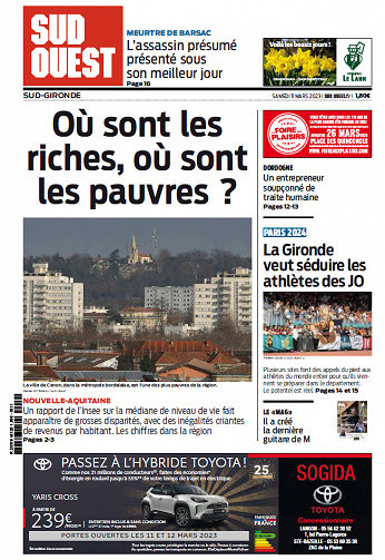 Sud Ouest (10 éditions) du Samedi 11 Mars 2023