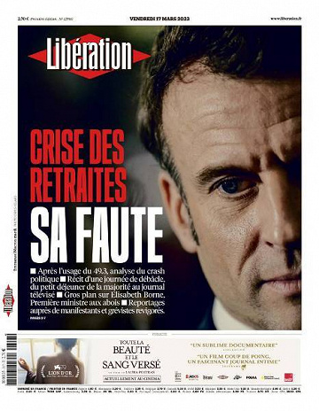 Libération du Vendredi 17 Mars 2023