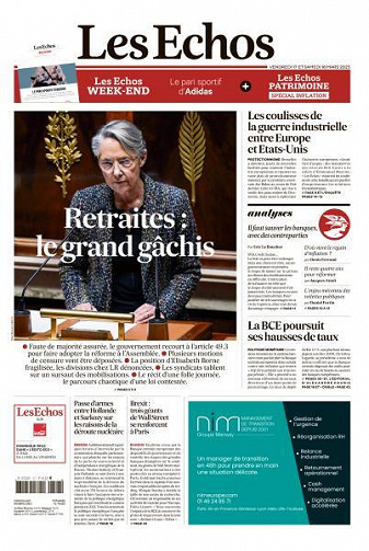 Les Echos du Vendredi 17 et Samedi 18 Mars 2023