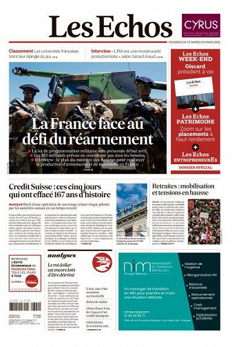 Les Echos du Vendredi 24 et Samedi 25 Mars 2023