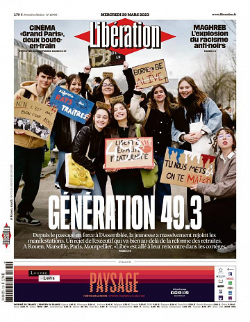 Libération du Mercredi 29 Mars 2023