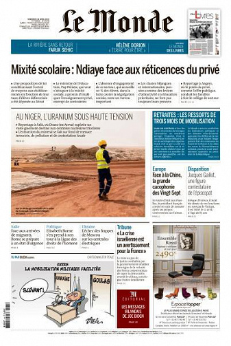 Le Monde du Vendredi 14 Avril 2023