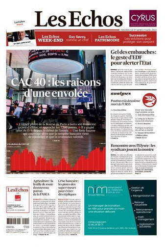 Les Echos du Vendredi 14 et Samedi 15 Avril 2023