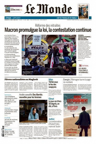 Le Monde du Dimanche 16 et Lundi 17 Avril 2023