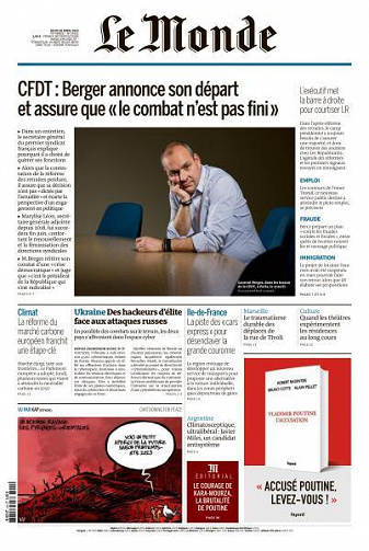 Le Monde du Jeudi 20 Avril 2023