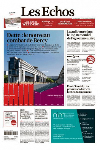 Les Echos du Vendredi 21 et Samedi 22 Avril 2023