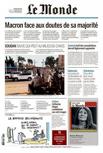 Le Monde du Mardi 25 Avril 2023