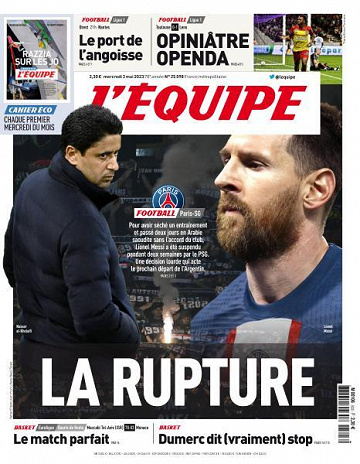 L’equipe du Mercredi 3 Mai 2023