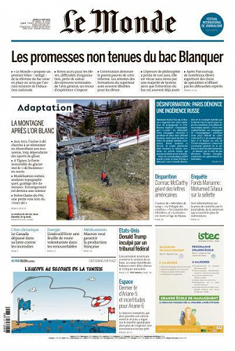 Le Monde du Jeudi 15 Juin 2023
