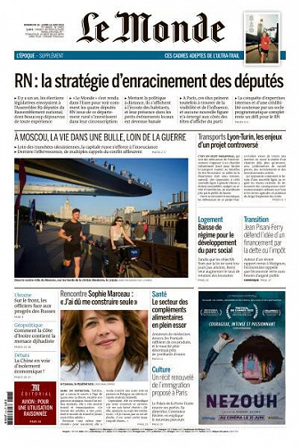 Le Monde du Dimanche 18 et Lundi 19 Juin 2023