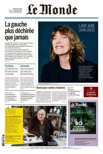 Le Monde du Mardi 18 Juillet 2023