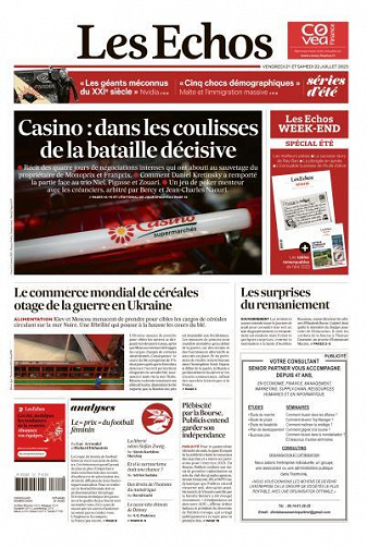 Les Echos du Vendredi 21 et Samedi 22 Juillet 2023