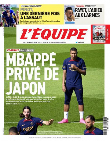 L’equipe du Samedi 22 Juillet 2023