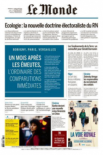 Le Monde du Dimanche 13 et Lundi 14 Août 2023