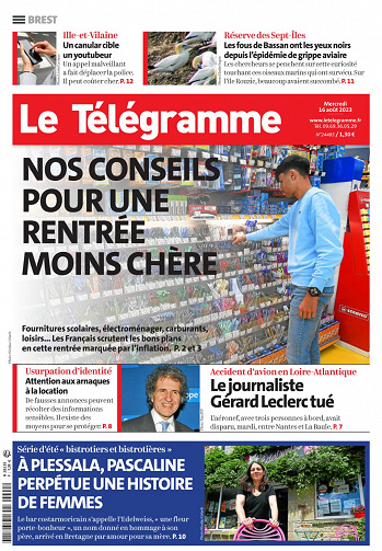 Le Télégramme (5 Éditions) Du Mercredi 16 Août 2023